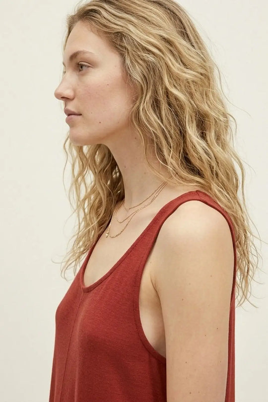 Comfy Short Playsuit With Scoop Neck in Terracotta - Jumpsuits