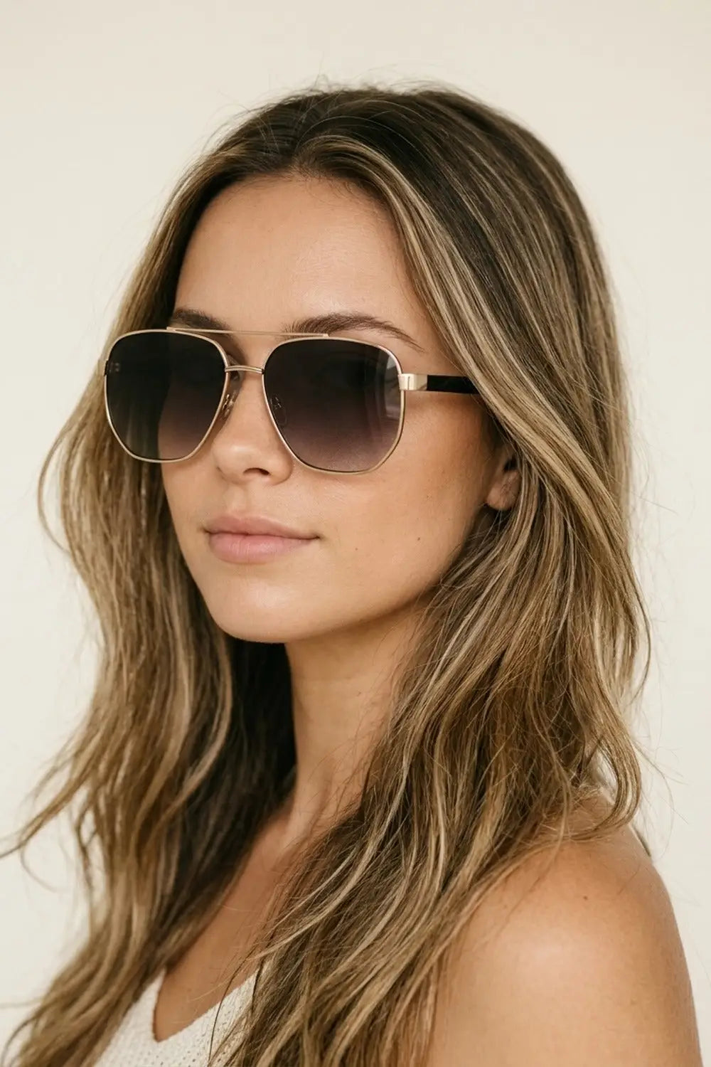 Squared Metal Sunglasses in Brown Smoke Lens - BROWN / ONE - Sunglasses