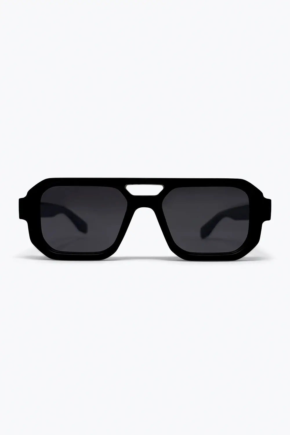Black Oversize Geometric Frame Thick Temple Urban Sunglasses - BLACK / ONE - Sunglasses
