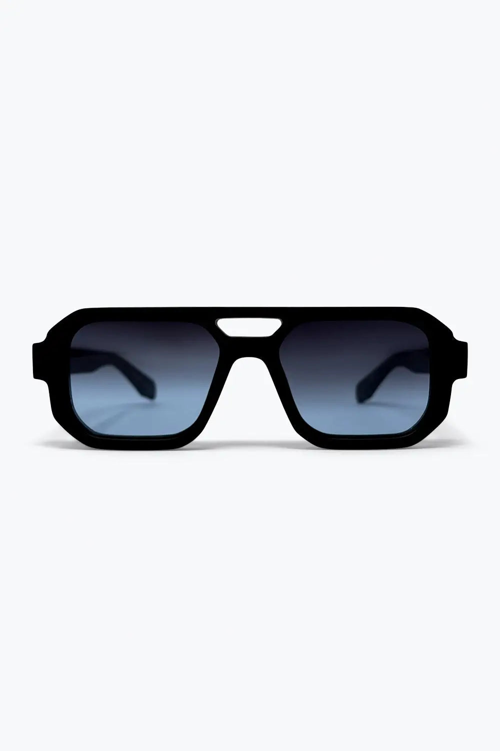 Black Gradient Lens Geometric Frame Oversize Sunglasses - BLUE / ONE - Sunglasses
