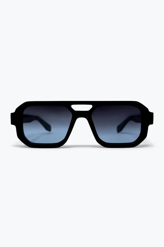 Black Gradient Lens Geometric Frame Oversize Sunglasses - BLUE / ONE - Sunglasses