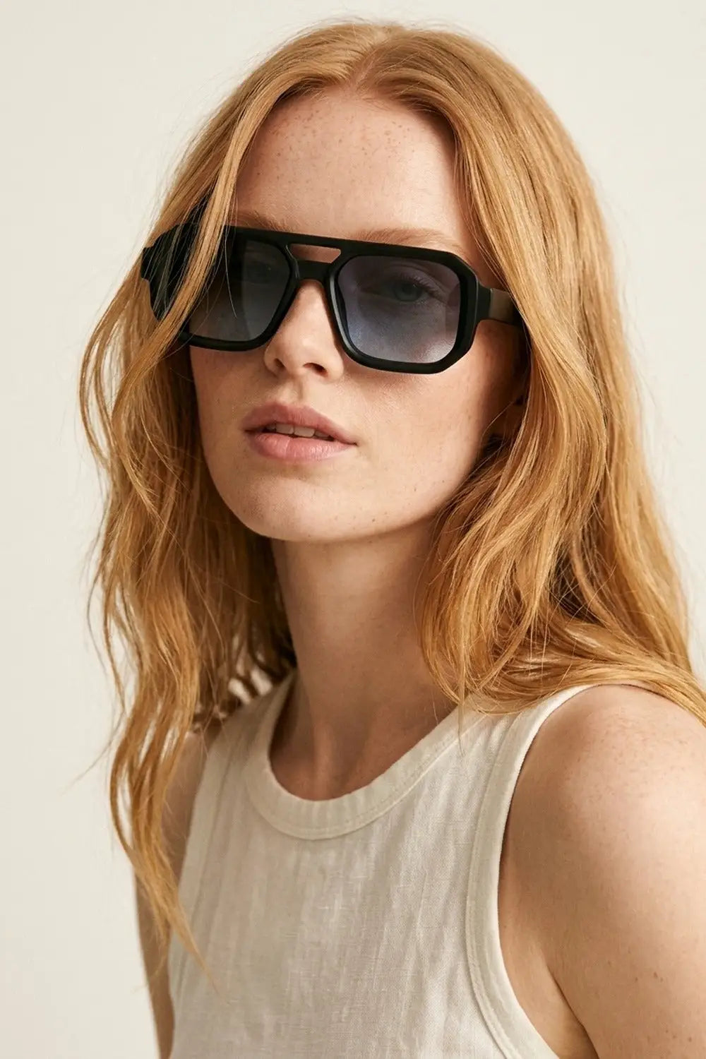 Black Gradient Lens Geometric Frame Oversize Sunglasses - BLUE / ONE - Sunglasses
