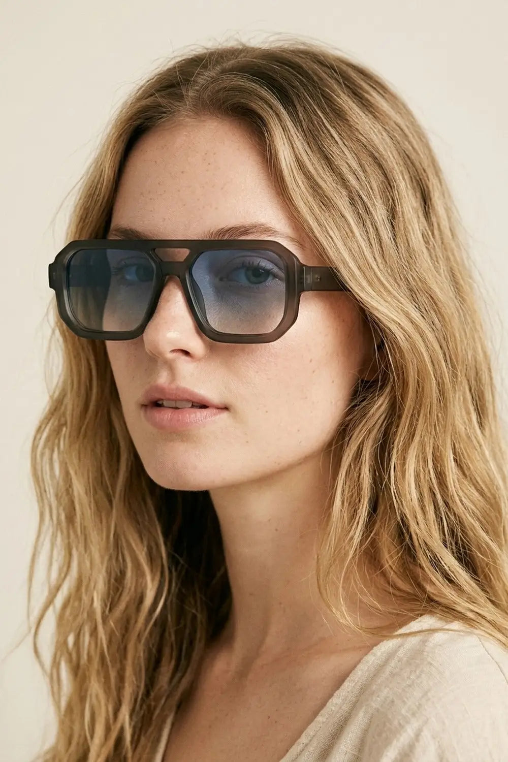 Black Gradient Square Frame Thick Rim Oversize Sunglasses - GRAY / ONE - Sunglasses