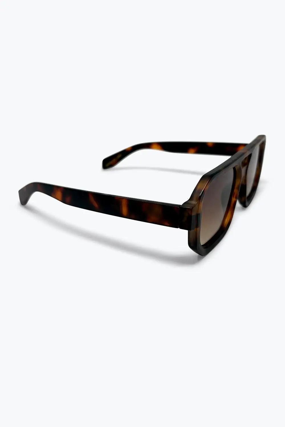 Brown Tortoiseshell Acetate Angular Frame Oversize Sunglasses - BROWN / ONE - Sunglasses