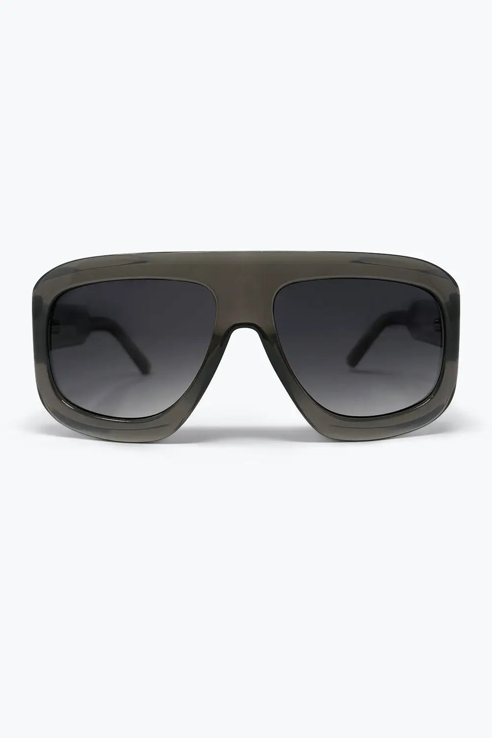 Black Oversize Square Frame Gradient Lens Sunglasses - GRAY / ONE - Sunglasses