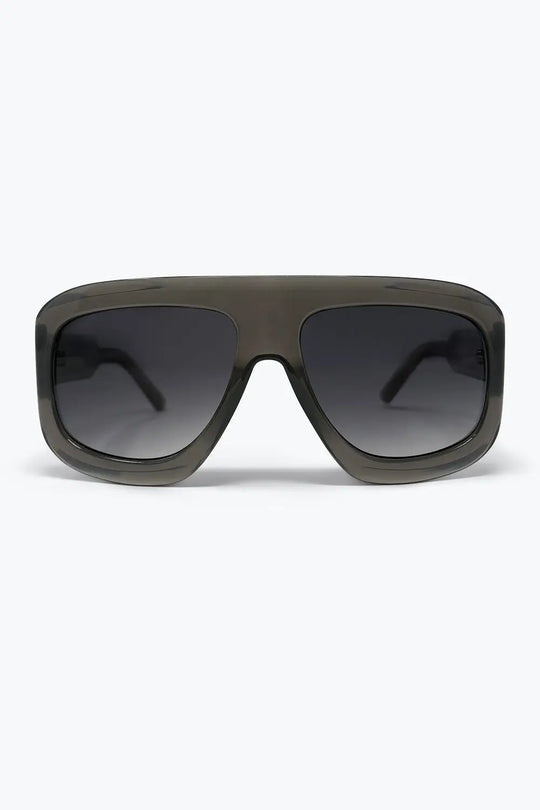 Black Oversize Square Frame Gradient Lens Sunglasses - GRAY / ONE - Sunglasses