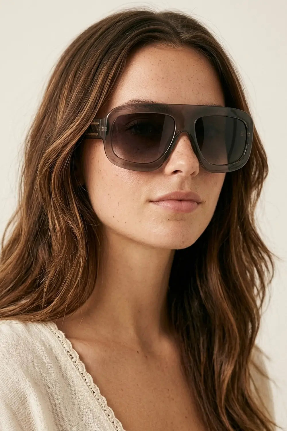 Black Oversize Square Frame Gradient Lens Sunglasses - GRAY / ONE - Sunglasses