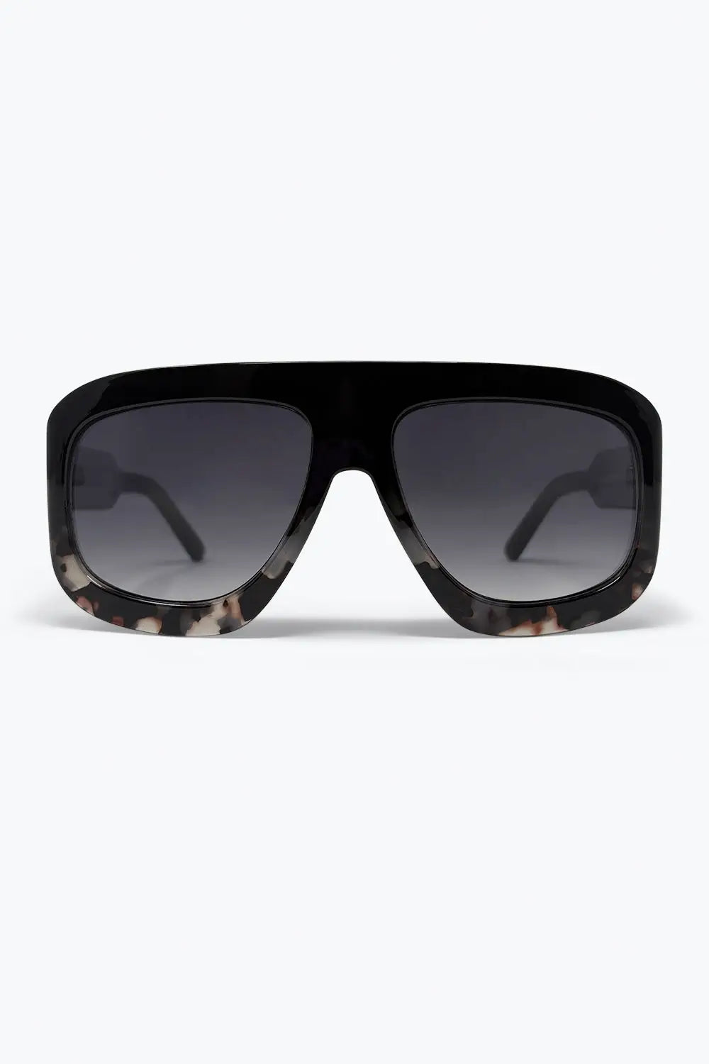 Black Tortoiseshell Frame Oversize Shield Sunglasses With Gradient Lenses - BLACK / ONE - Sunglasses