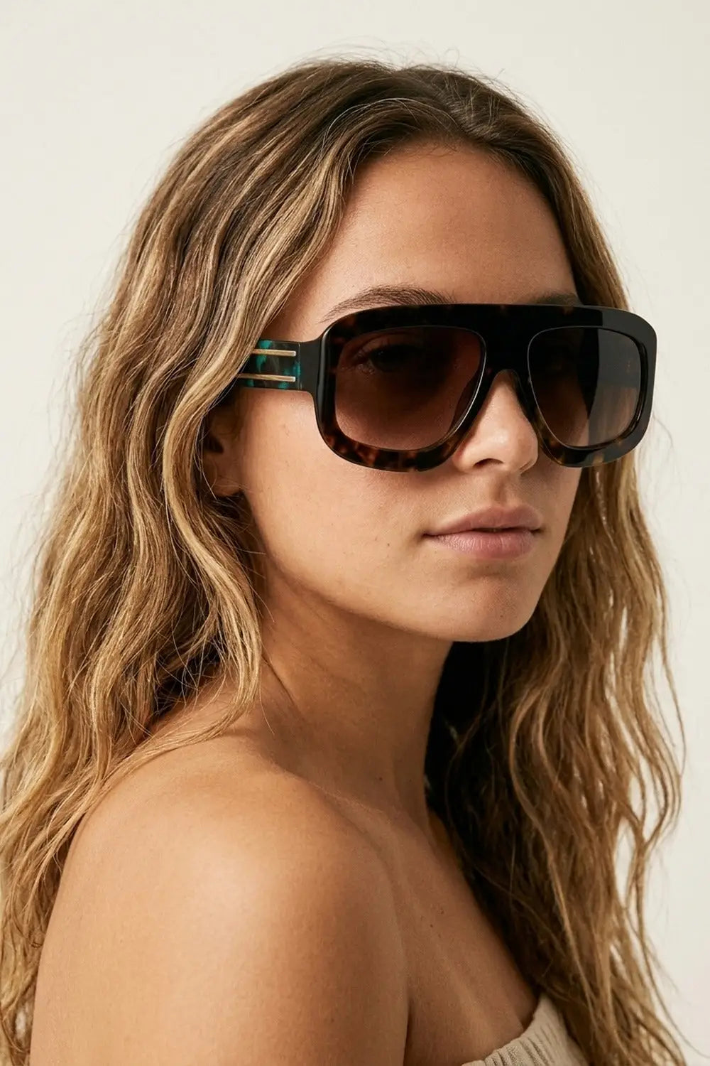 Black Tortoiseshell Effect Square Frame Gradient Lens Sunglasses - BROWN / ONE - Sunglasses