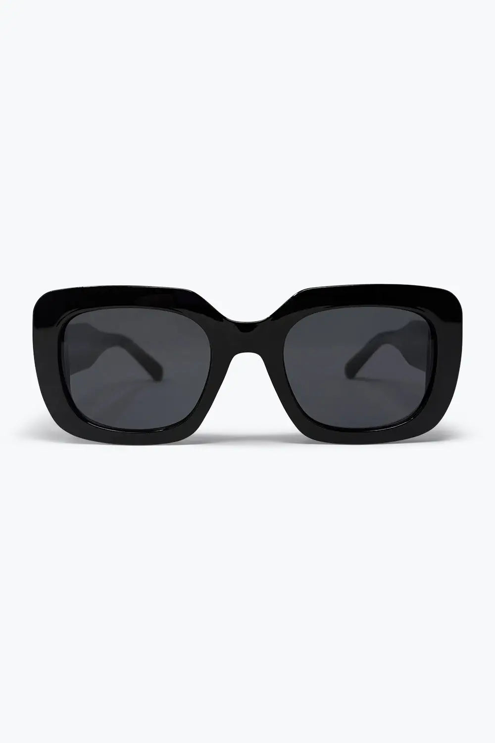 Black Glossy Acetate Oversize Square Frame Sunglasses - BLACK / ONE - Sunglasses