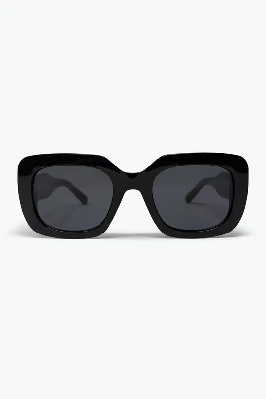 Black Glossy Acetate Oversize Square Frame Sunglasses - BLACK / ONE - Sunglasses