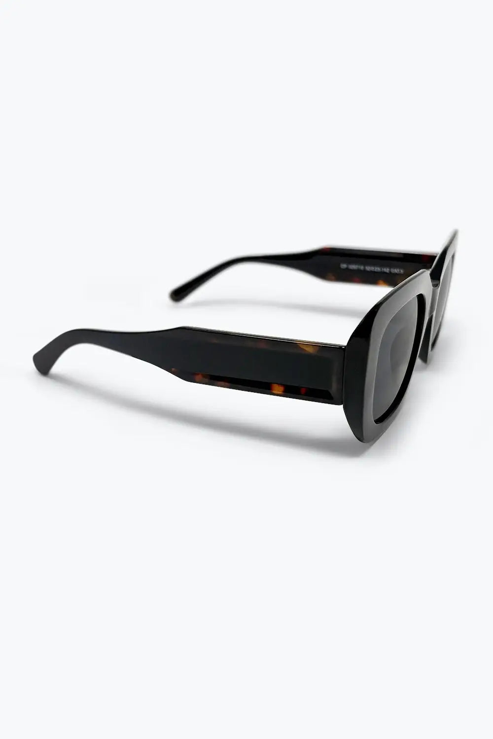 Black Glossy Acetate Oversize Square Frame Sunglasses - BLACK / ONE - Sunglasses