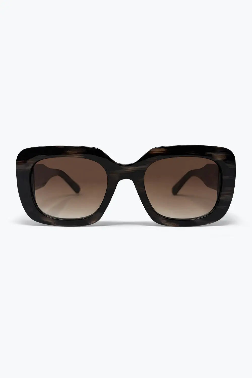 Black Tortoiseshell Acetate Wide Square Frame Sunglasses - BROWN / ONE - Sunglasses
