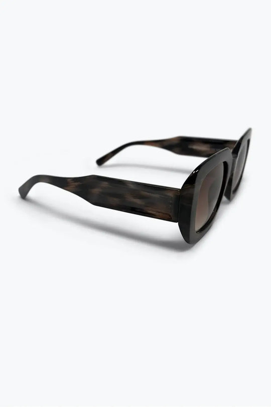 Black Tortoiseshell Acetate Wide Square Frame Sunglasses - BROWN / ONE - Sunglasses