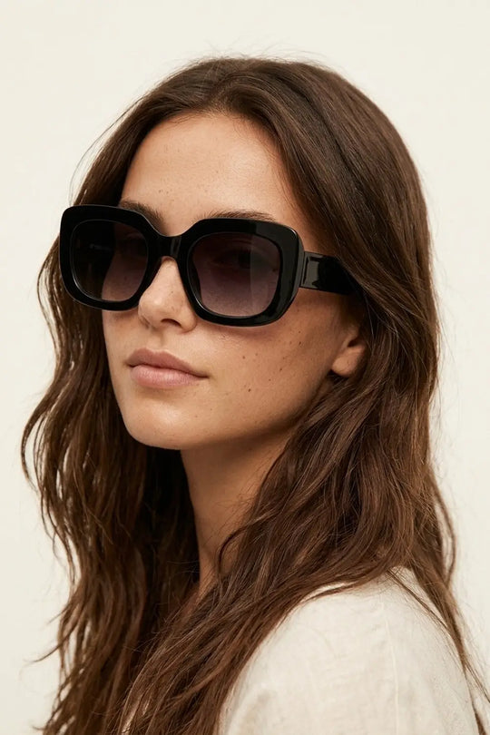 Black Chunky Square Frame Gradient Oversize Sunglasses - PURPLE / ONE - Sunglasses
