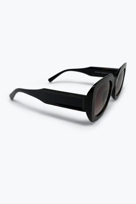 Black Tortoiseshell Acetate Square Frame Oversized Sunglasses - BROWN / ONE - Sunglasses