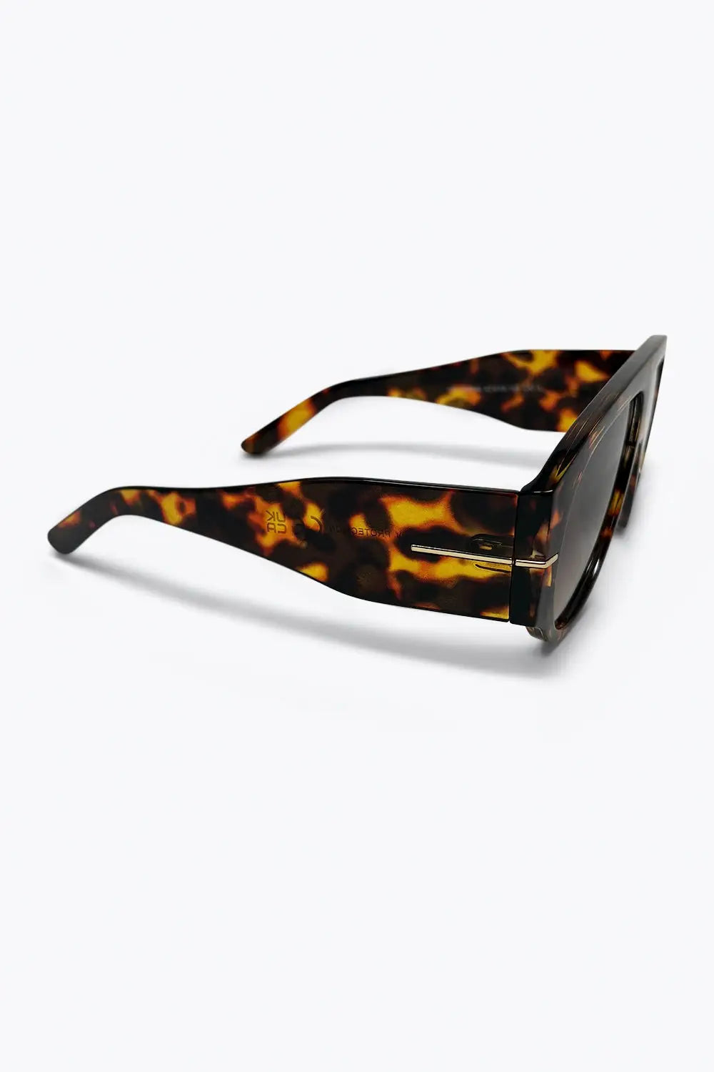 Brown Tortoiseshell Print Chunky Frame Wide Visor Sunglasses - BROWN / ONE - Sunglasses