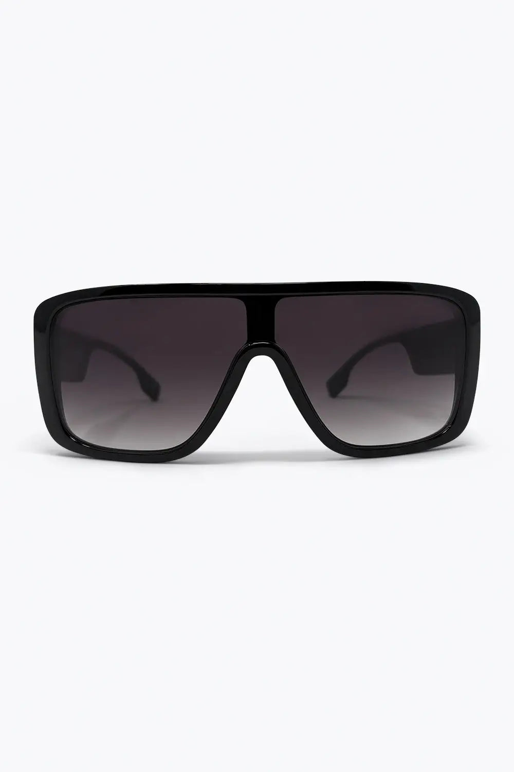 Black Oversize Shield Frame Gradient Lens Sunglasses - BLACK / ONE - Sunglasses