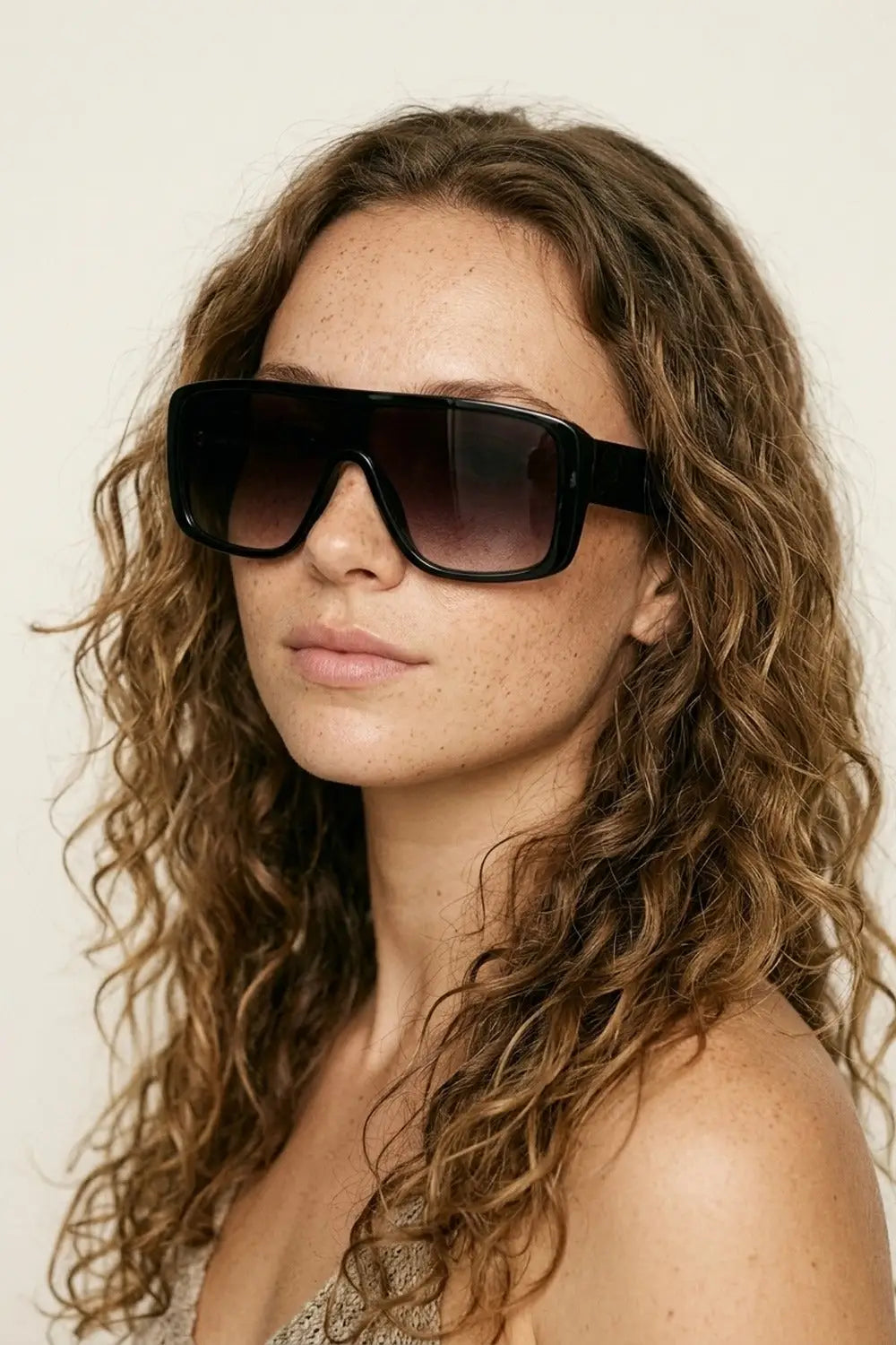 Black Oversize Shield Frame Gradient Lens Sunglasses - BLACK / ONE - Sunglasses