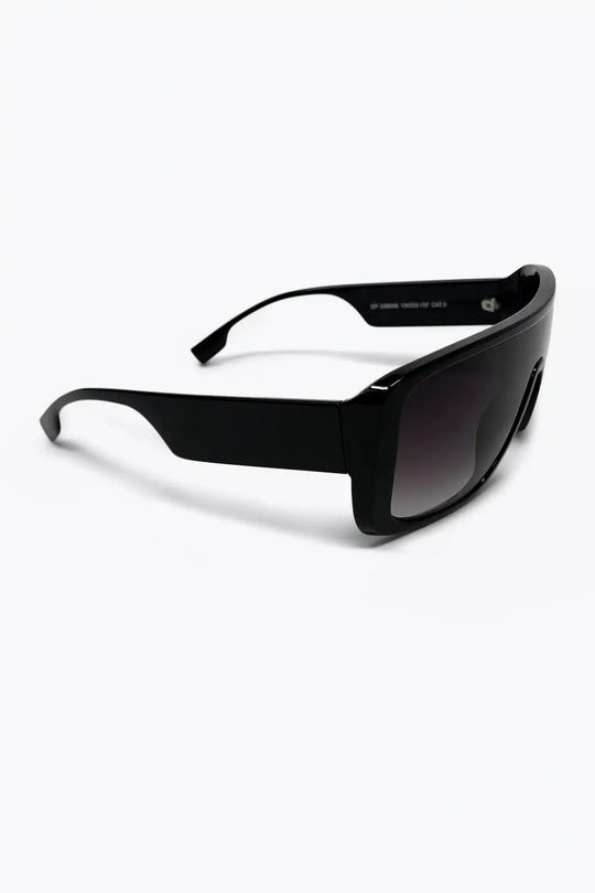 Black Oversize Shield Frame Gradient Lens Sunglasses - BLACK / ONE - Sunglasses