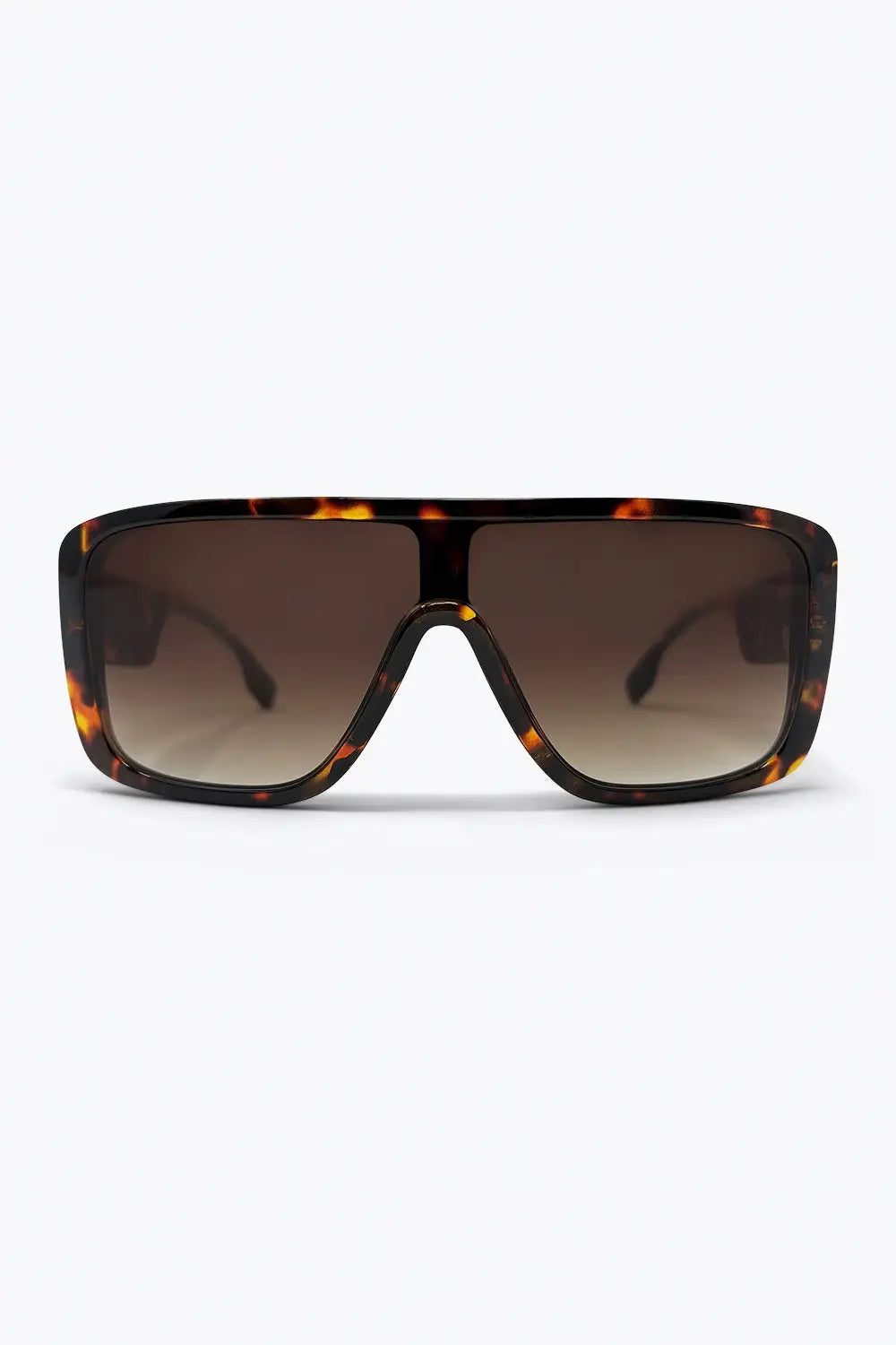 Brown Tortoise Shell Acetate Wide Shield Frame Sunglasses - BROWN / ONE - Sunglasses