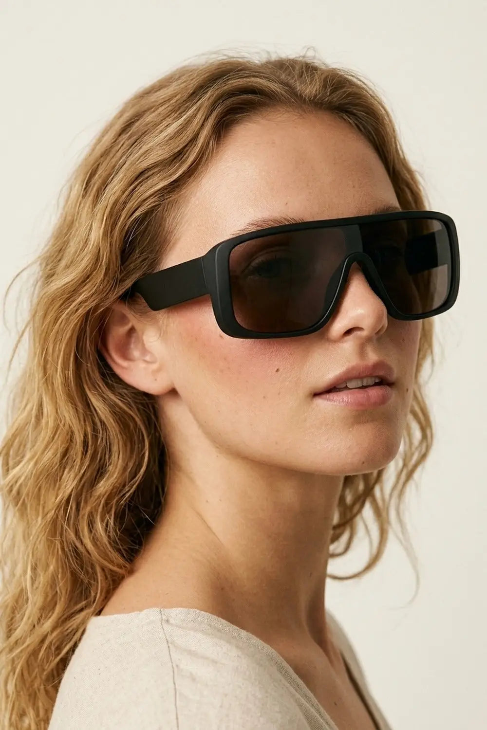 Black Oversize Shield Frame Gradient Visor Style Sunglasses - PURPLE / ONE - Sunglasses