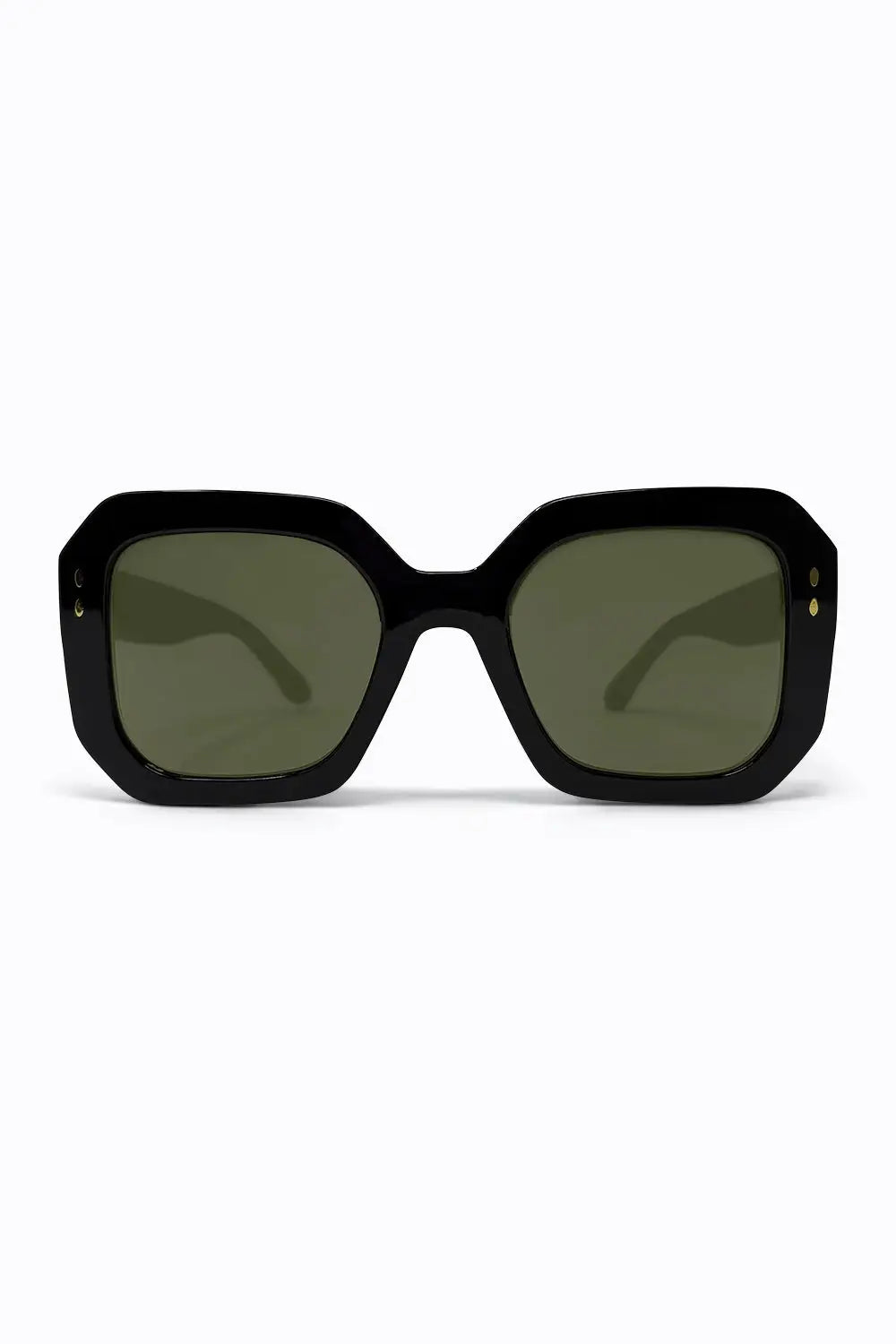 Black Geometric Acetate Gold Stud Oversize Square Sunglasses - BLACK / ONE - Sunglasses