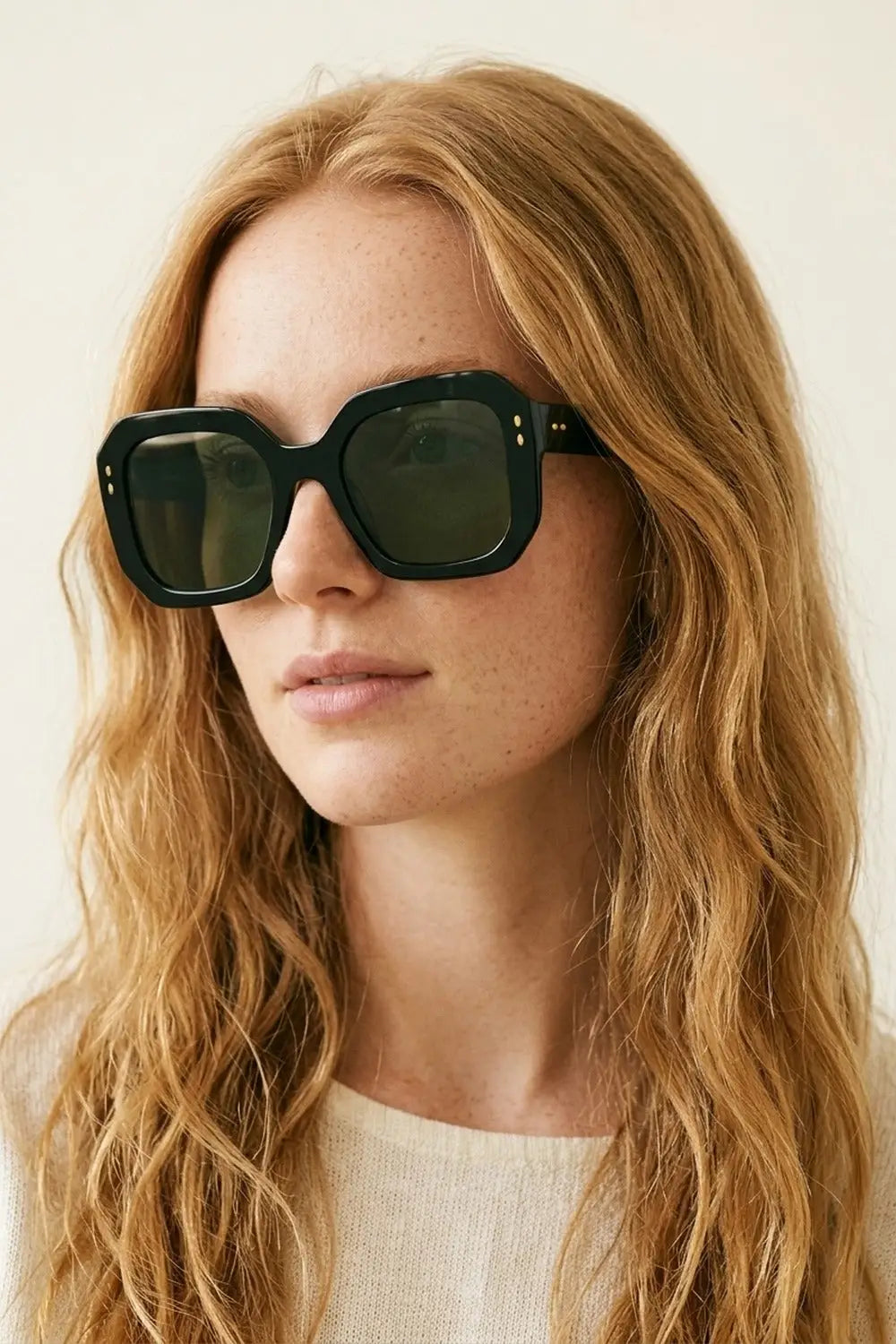 Black Geometric Acetate Gold Stud Oversize Square Sunglasses - BLACK / ONE - Sunglasses