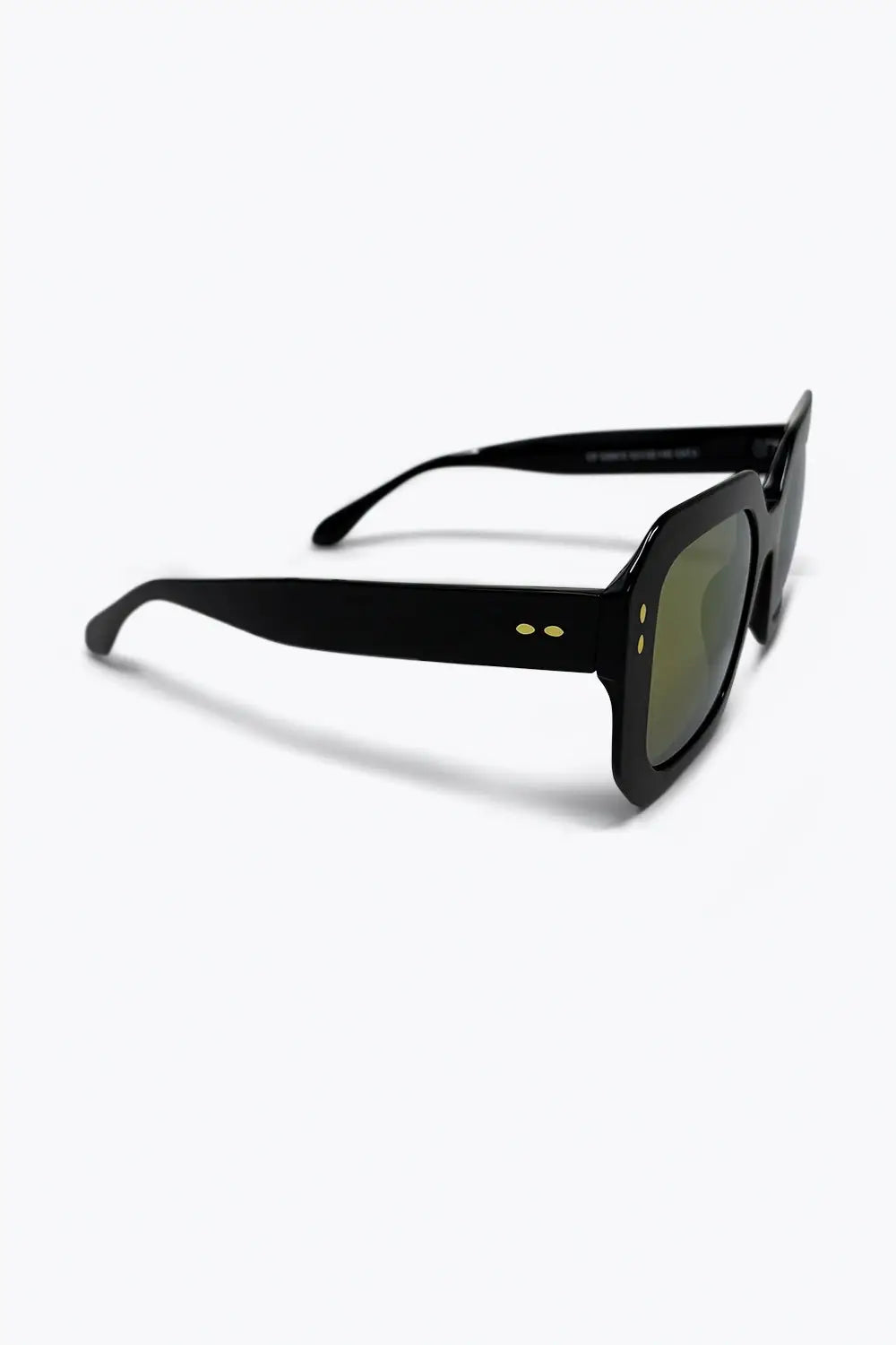 Black Geometric Acetate Gold Stud Oversize Square Sunglasses - BLACK / ONE - Sunglasses
