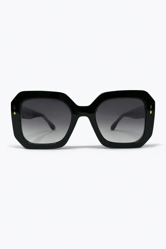 Black Oversize Square Frame Gradient Lens Sunglasses - KHAKI / ONE - Sunglasses