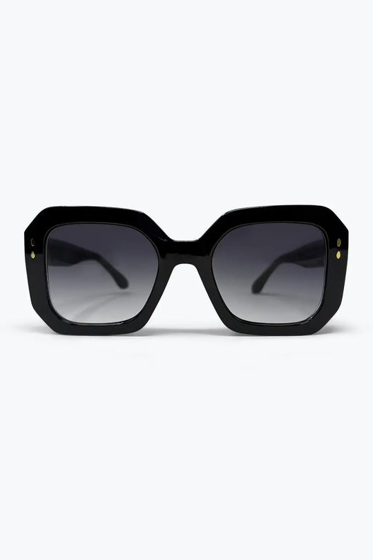 Black Gradient Lens Bold Square Oversize Sunglasses - GRAY / ONE - Sunglasses