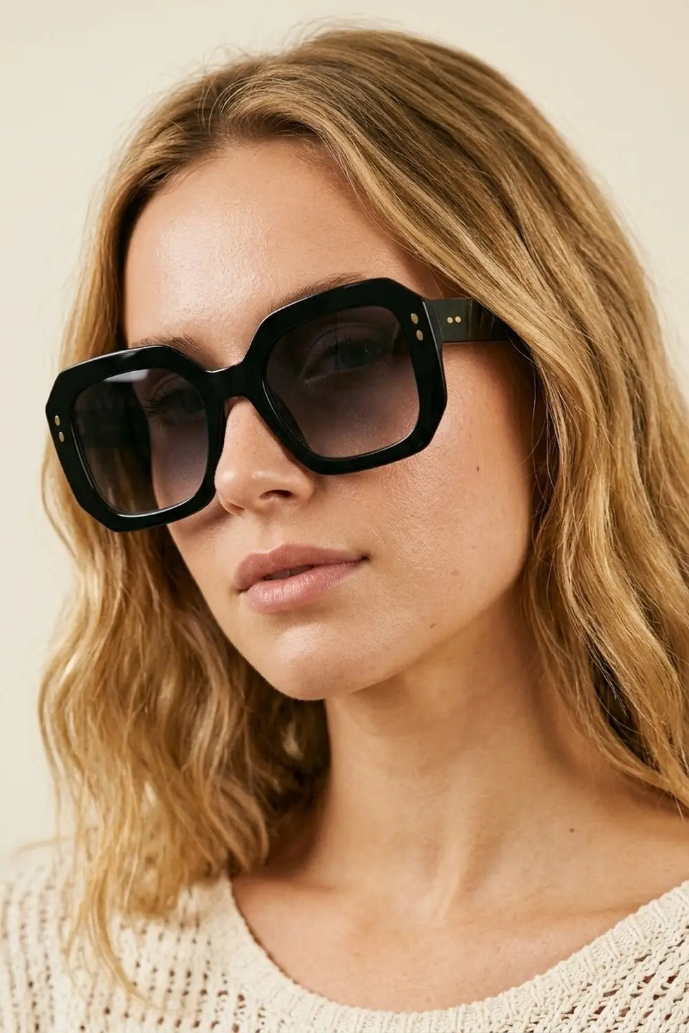 Black Gradient Lens Bold Square Oversize Sunglasses - GRAY / ONE - Sunglasses