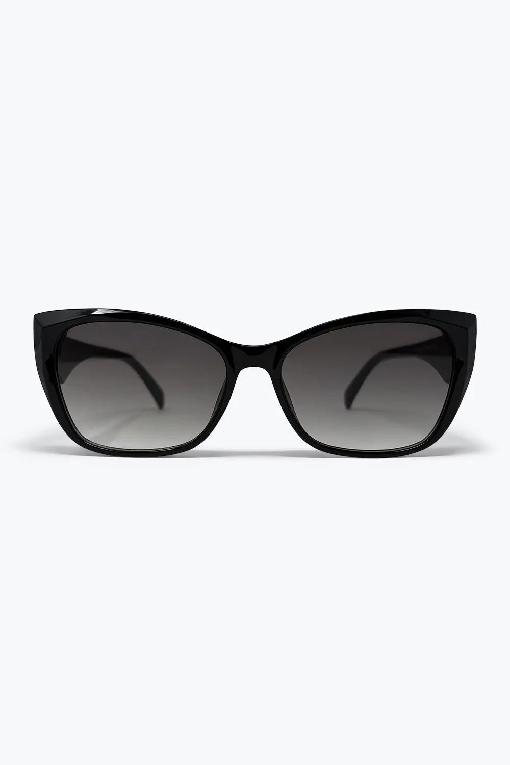 Black Glossy Cat Eye Frame Gradient Lens Sunglasses - BLACK / ONE - Sunglasses