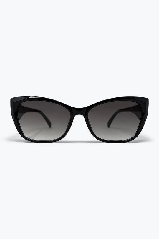 Black Glossy Cat Eye Frame Gradient Lens Sunglasses - BLACK / ONE - Sunglasses
