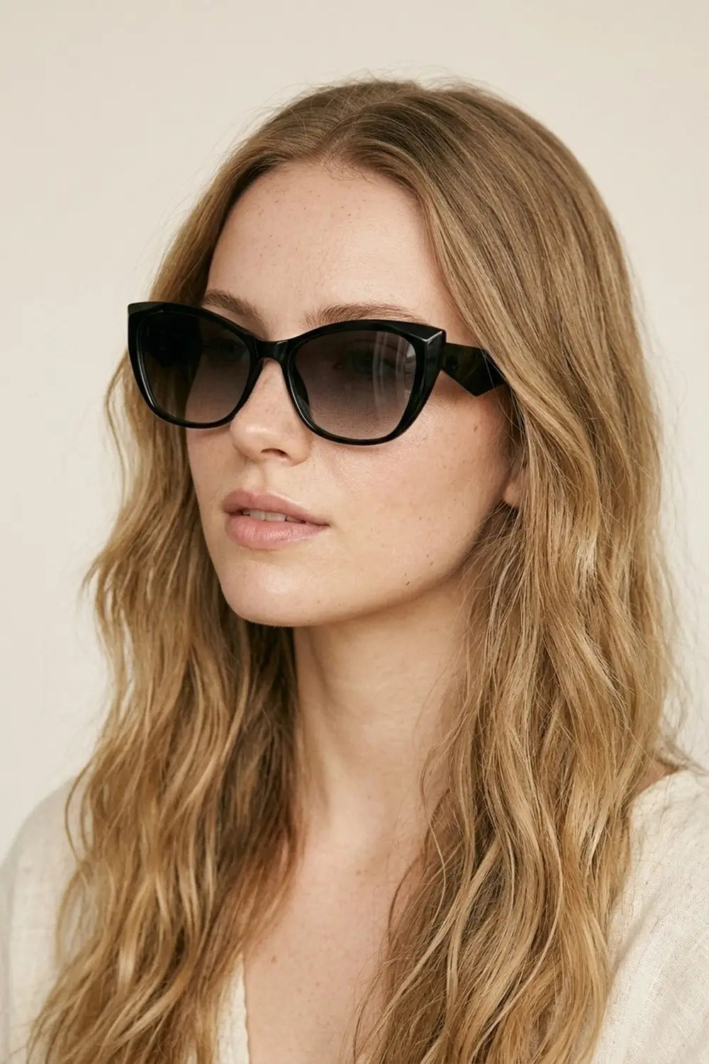Black Glossy Cat Eye Frame Gradient Lens Sunglasses - BLACK / ONE - Sunglasses