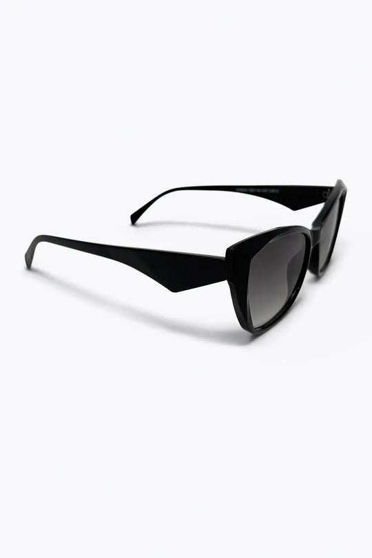 Black Glossy Cat Eye Frame Gradient Lens Sunglasses - BLACK / ONE - Sunglasses