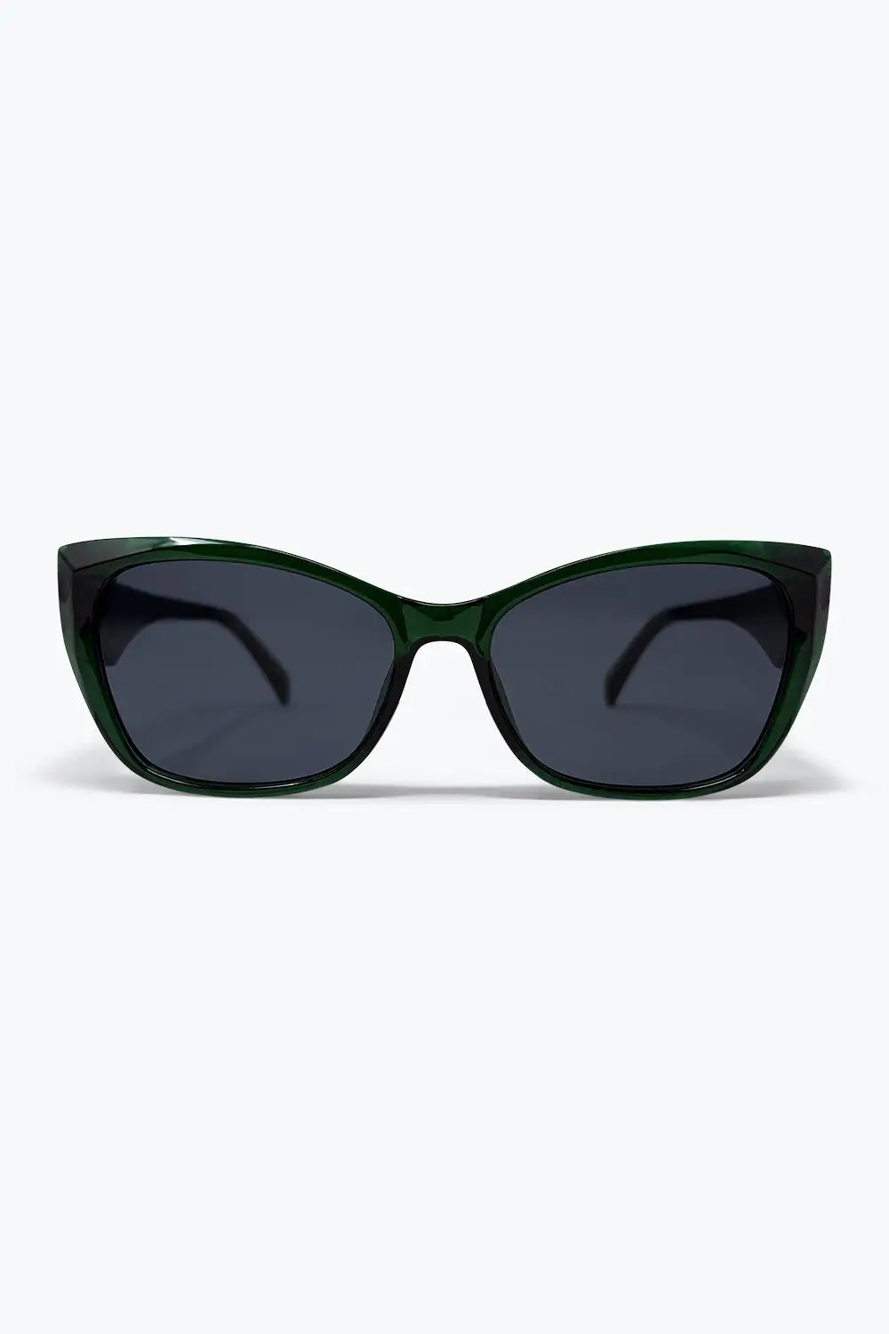 Green Glossy Cat Eye Thick Frame Classic Sunglasses - GREEN / ONE - Sunglasses