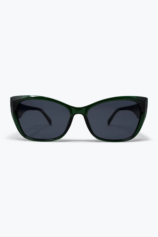 Green Glossy Cat Eye Thick Frame Classic Sunglasses - GREEN / ONE - Sunglasses