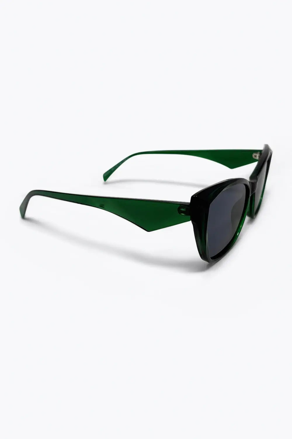 Green Glossy Cat Eye Thick Frame Classic Sunglasses - GREEN / ONE - Sunglasses