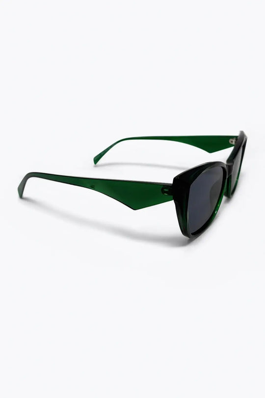 Green Glossy Cat Eye Thick Frame Classic Sunglasses - GREEN / ONE - Sunglasses
