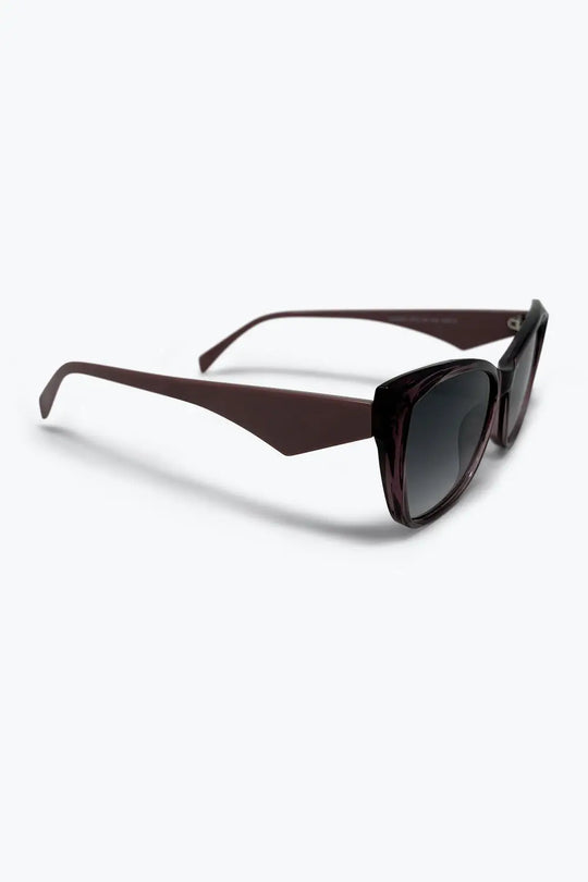 Burgundy Gradient Lens Cat Eye Frame Oversize Sunglasses - GREEN / ONE - Sunglasses