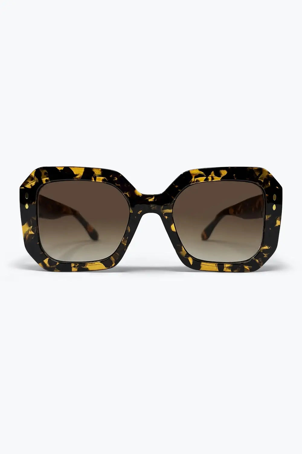 Multicolor Tortoiseshell Acetate Oversized Square Frame Sunglasses - BROWN / ONE - Sunglasses