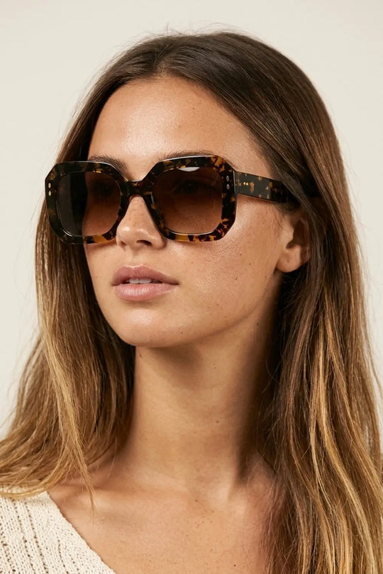 Multicolor Tortoiseshell Acetate Oversized Square Frame Sunglasses - BROWN / ONE - Sunglasses