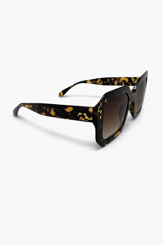 Multicolor Tortoiseshell Acetate Oversized Square Frame Sunglasses - BROWN / ONE - Sunglasses