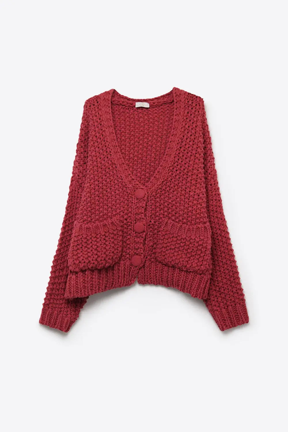 burgundy Chunky Knit Textured Button Front Cardigan - MAROON / ONE - Cardigans