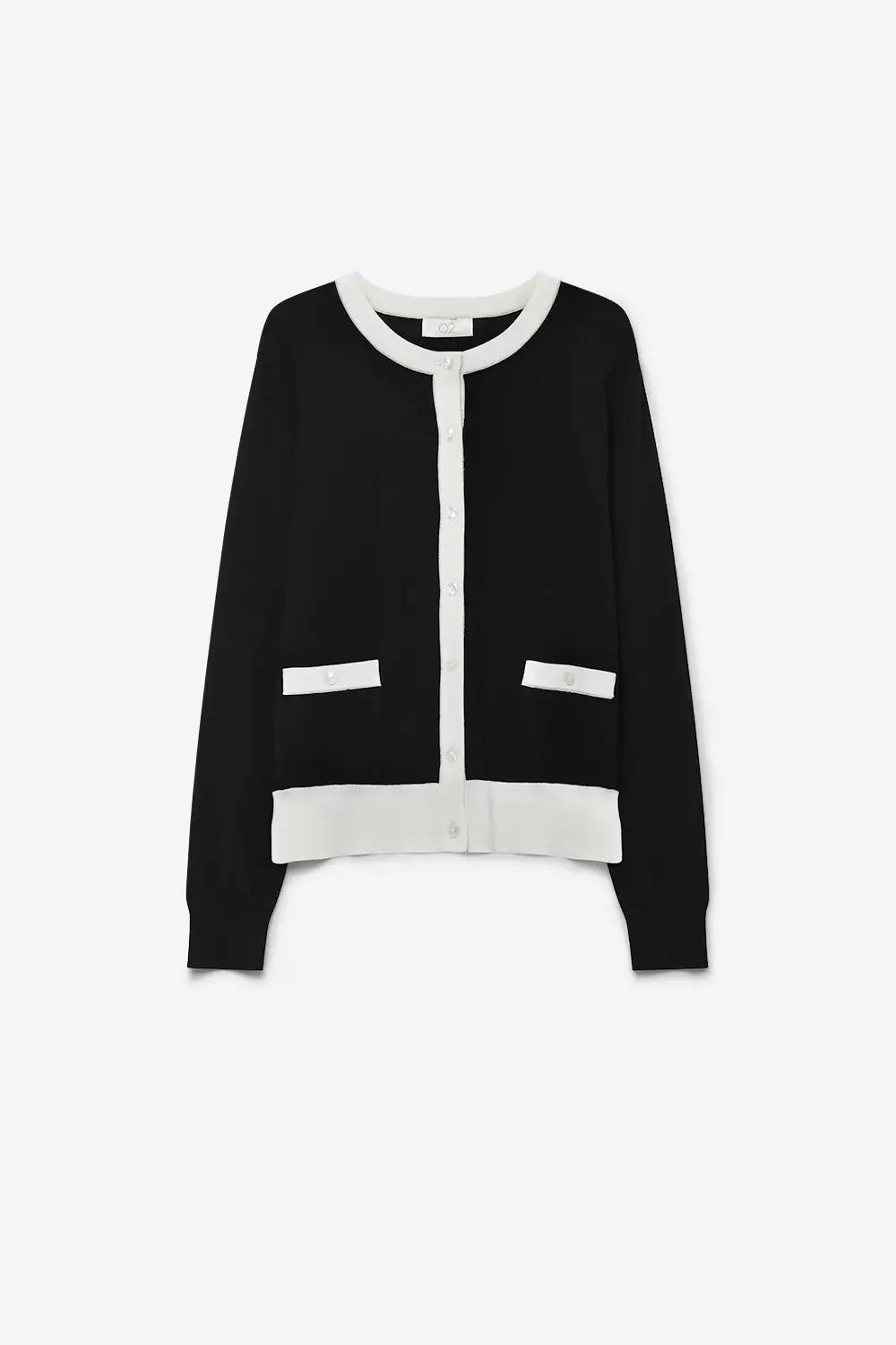 Fine Knit Contrast Trim Regular Fit Cardigan in black color - BLACK / ONE - Cardigans