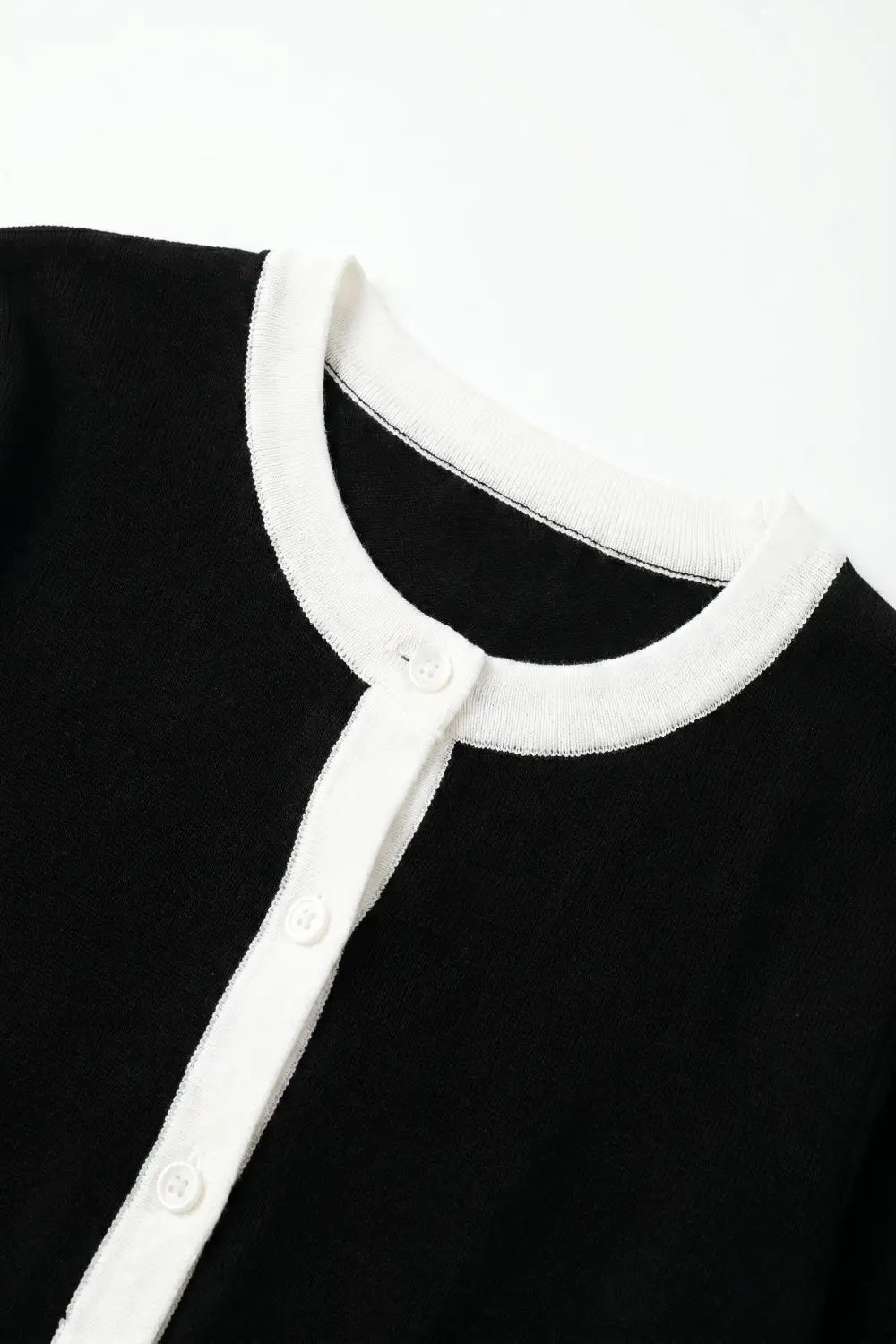 Fine Knit Contrast Trim Regular Fit Cardigan in black color - BLACK / ONE - Cardigans