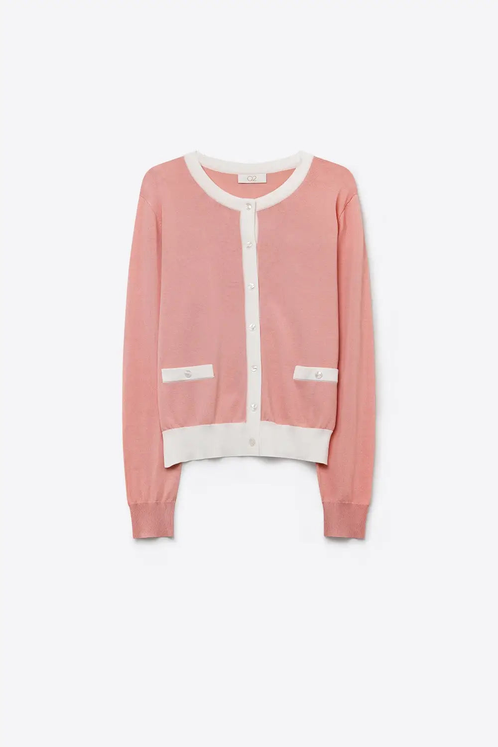 Fine Knit Contrast Trim Cardigan old pink color - PINK / ONE - Cardigans