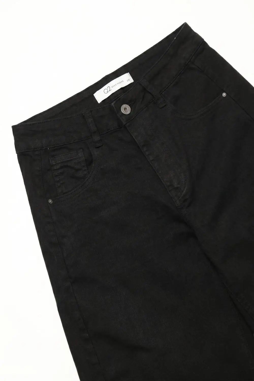 Black Wide-Leg Barrel style Pants with Rolled Hems - Pants Colored Jeans