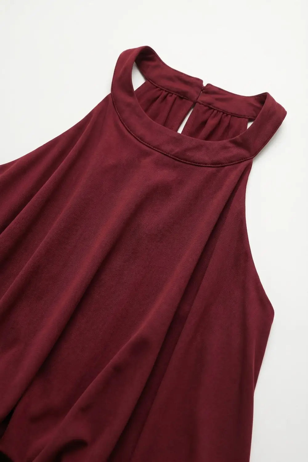 soft stretch fabric Halter Neck Maxi Dress in Burgundy - Dresses
